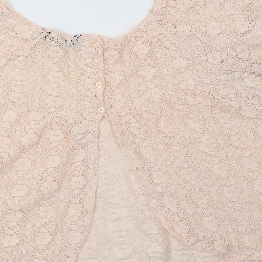 Dorothy Perkins Womens Pink Floral Cotton Basic Blouse Size 16 Round Neck