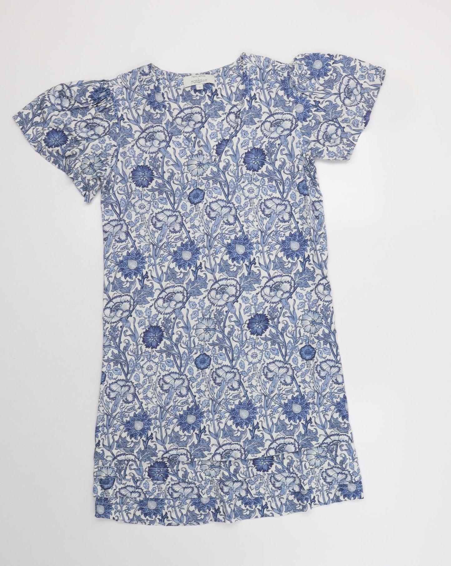 NEXT Womens Blue Floral Viscose Shift  Size 6  V-Neck