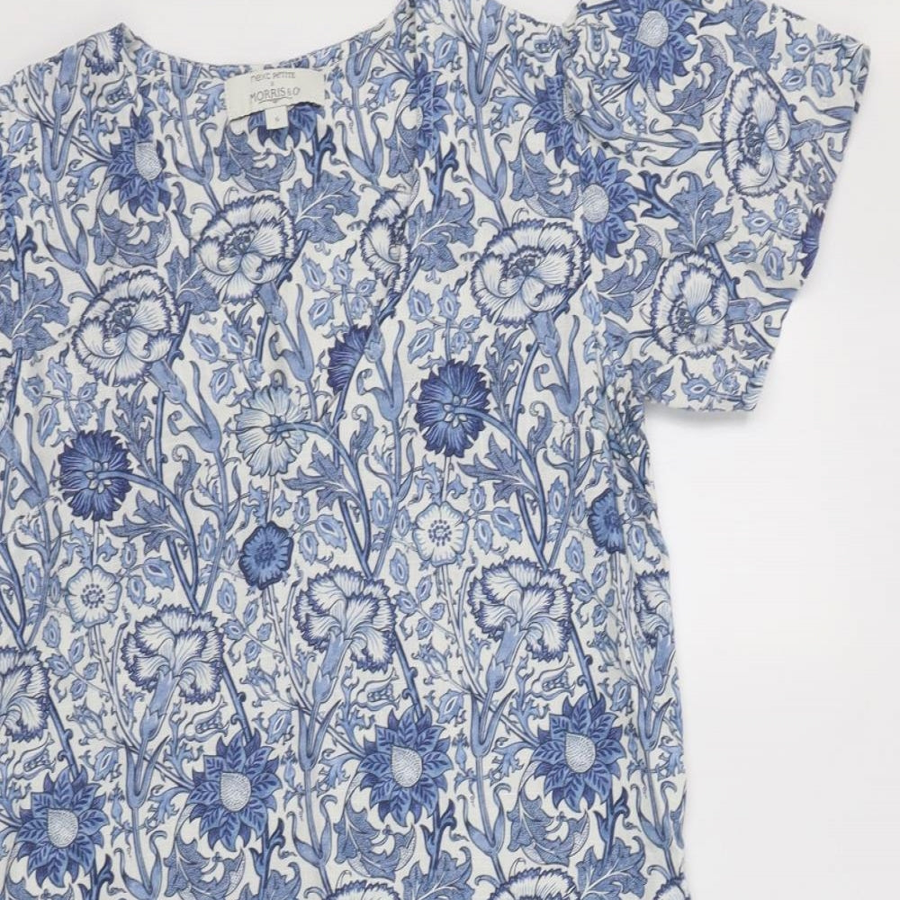 NEXT Womens Blue Floral Viscose Shift  Size 6  V-Neck