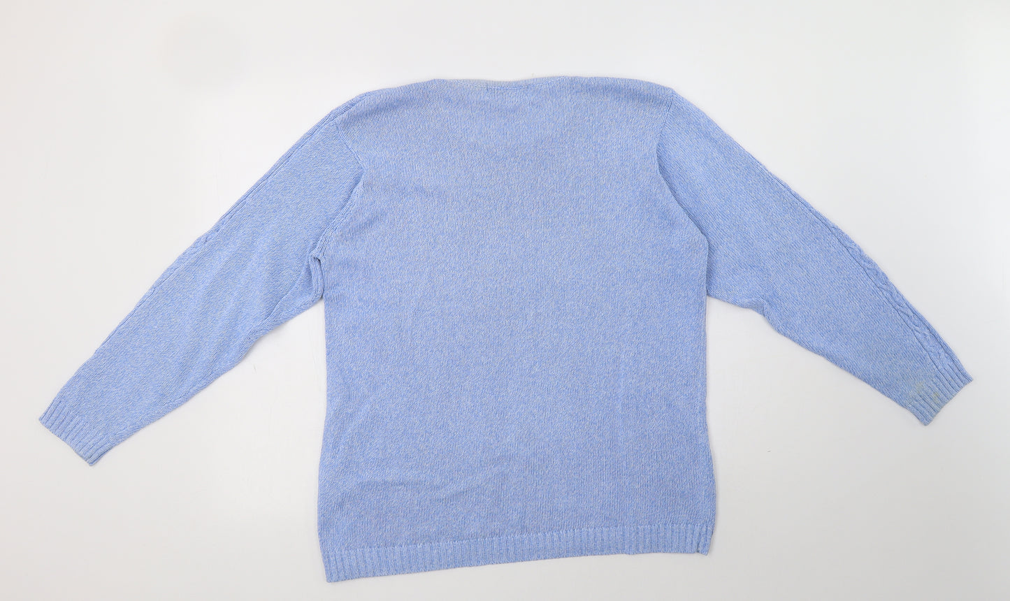 Jumper Womens Blue Crew Neck  Cotton Pullover Jumper Size M