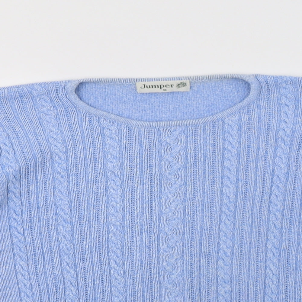 Jumper Womens Blue Crew Neck  Cotton Pullover Jumper Size M