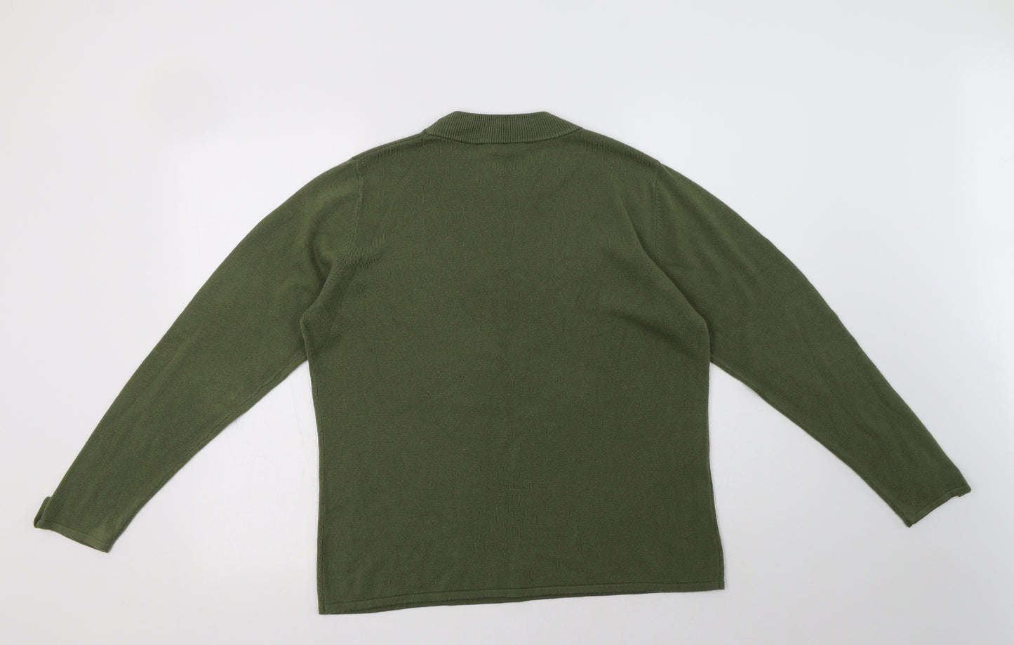 Bonmarché Womens Green Mock Neck  Acrylic Pullover Jumper Size 14