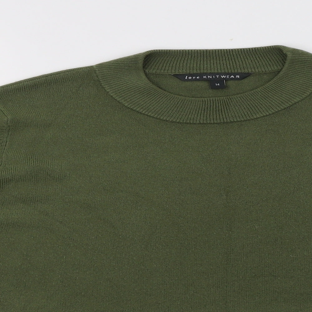 Bonmarché Womens Green Mock Neck  Acrylic Pullover Jumper Size 14