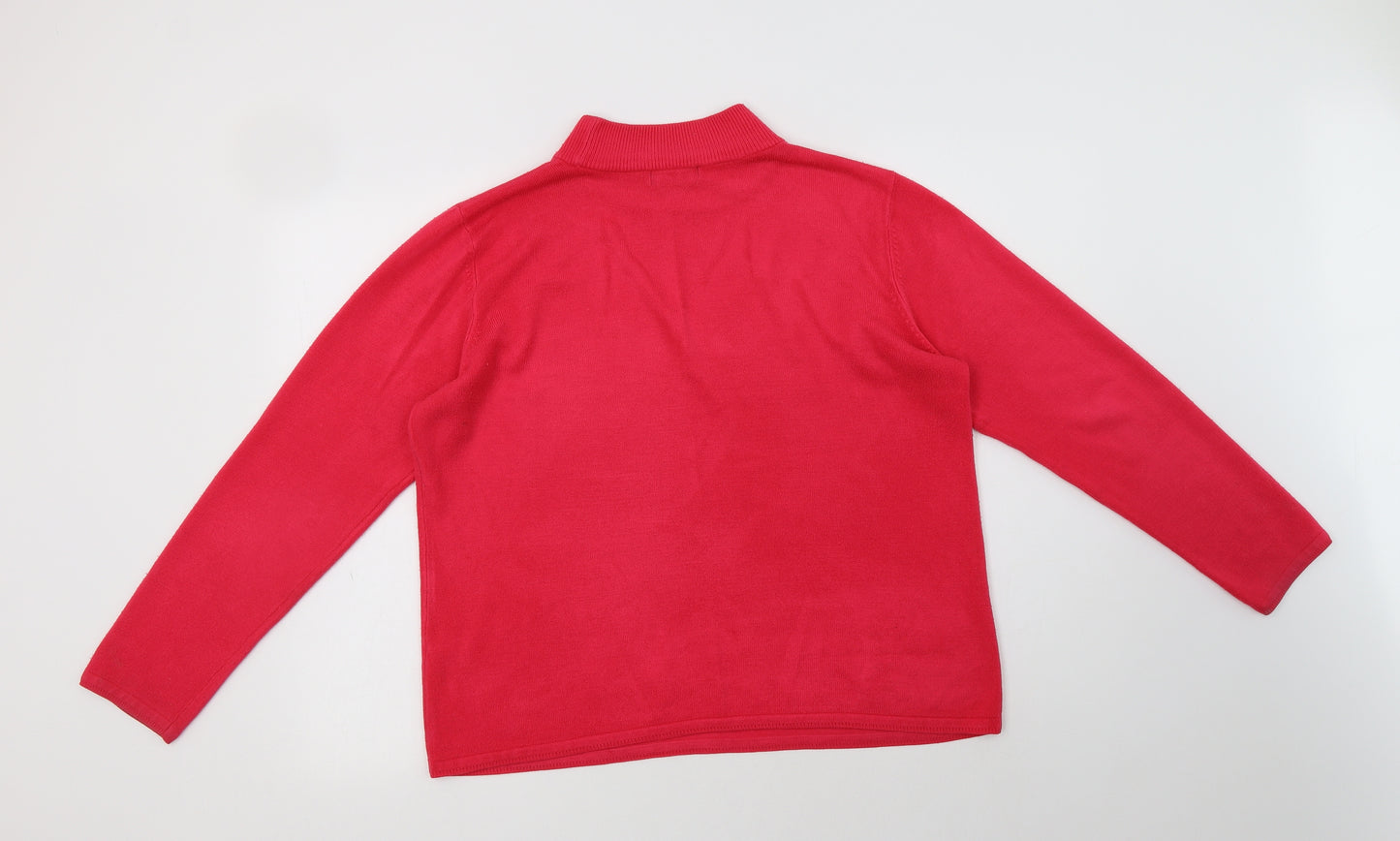BM Womens Pink Mock Neck  Acrylic Pullover Jumper Size M