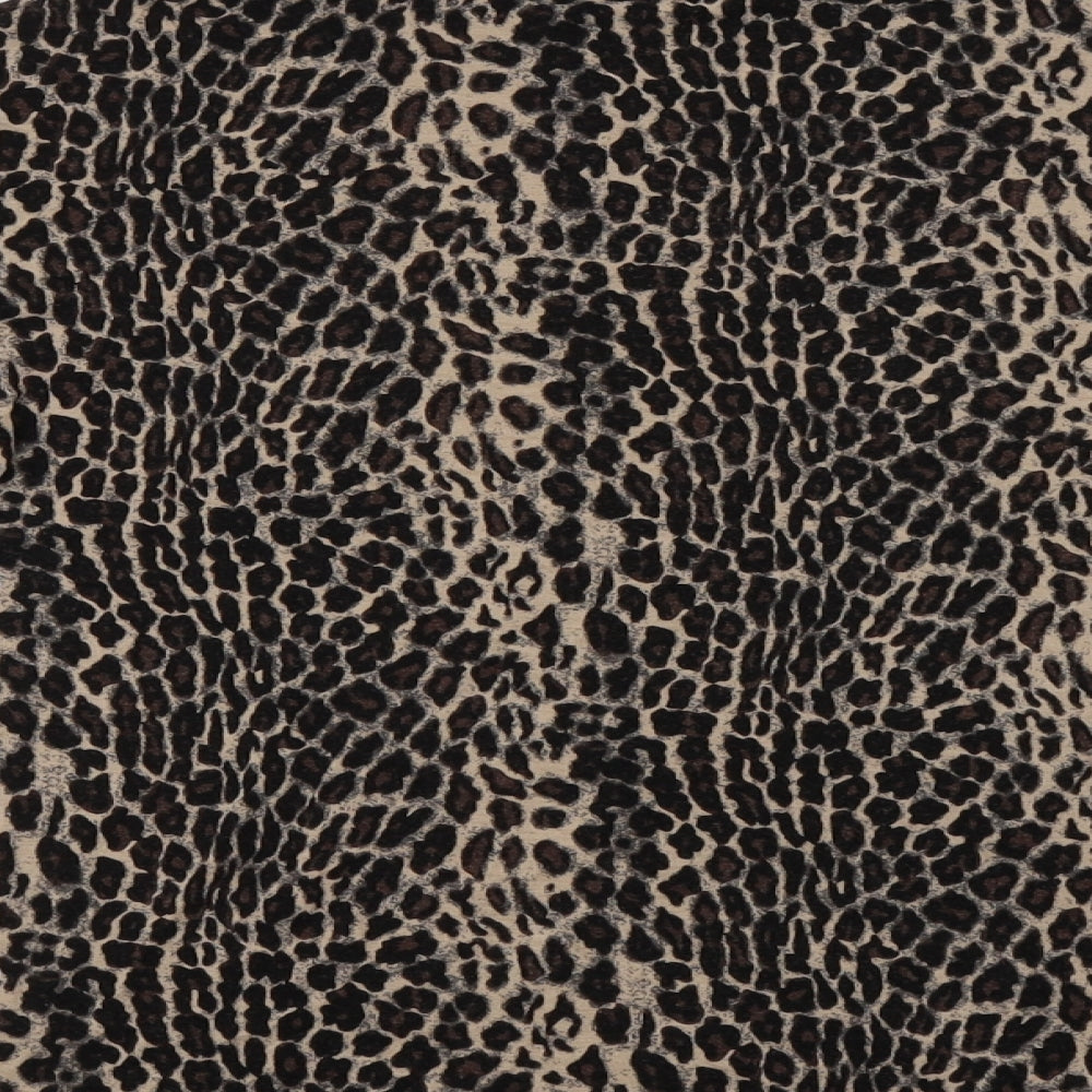 Select Womens Brown Animal Print Viscose Basic Blouse Size 16 Mock Neck