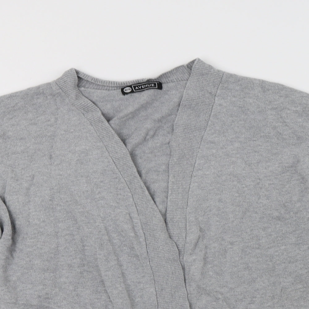 Avenue Womens Grey V-Neck  Cotton Cardigan Jumper Size 18