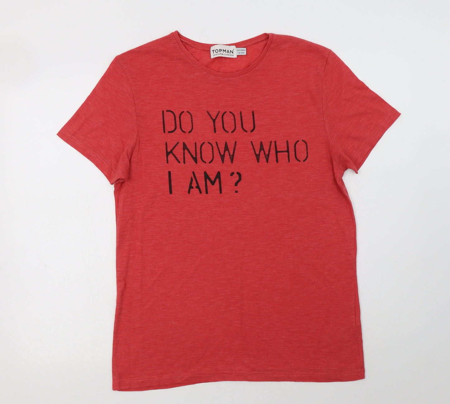 Topman Mens Red  Polyester  T-Shirt Size M Crew Neck