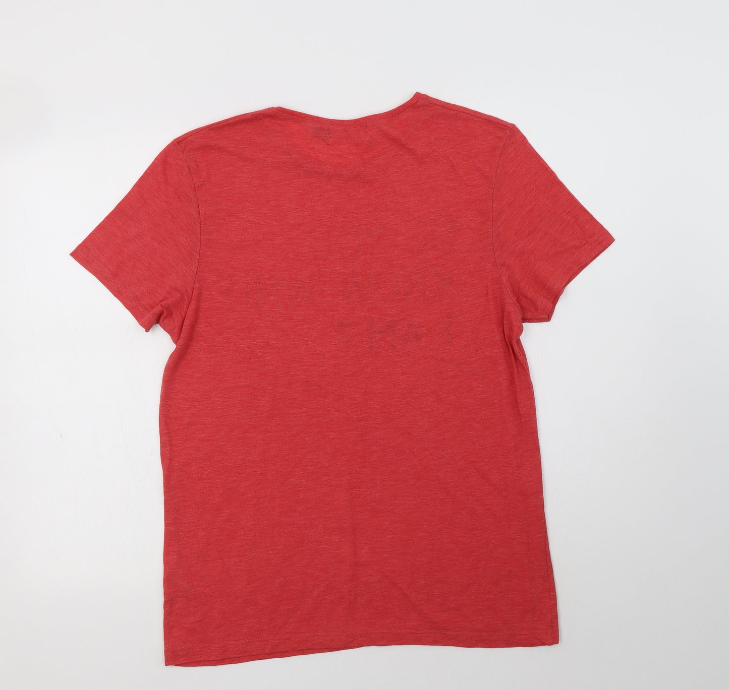 Topman Mens Red  Polyester  T-Shirt Size M Crew Neck