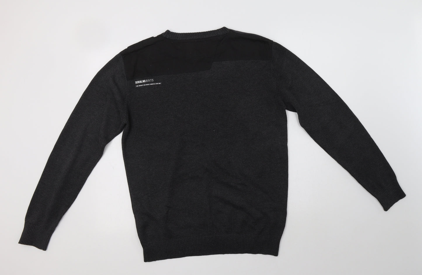 JACK & JONES Mens Grey Crew Neck  Polyester Pullover Jumper Size L