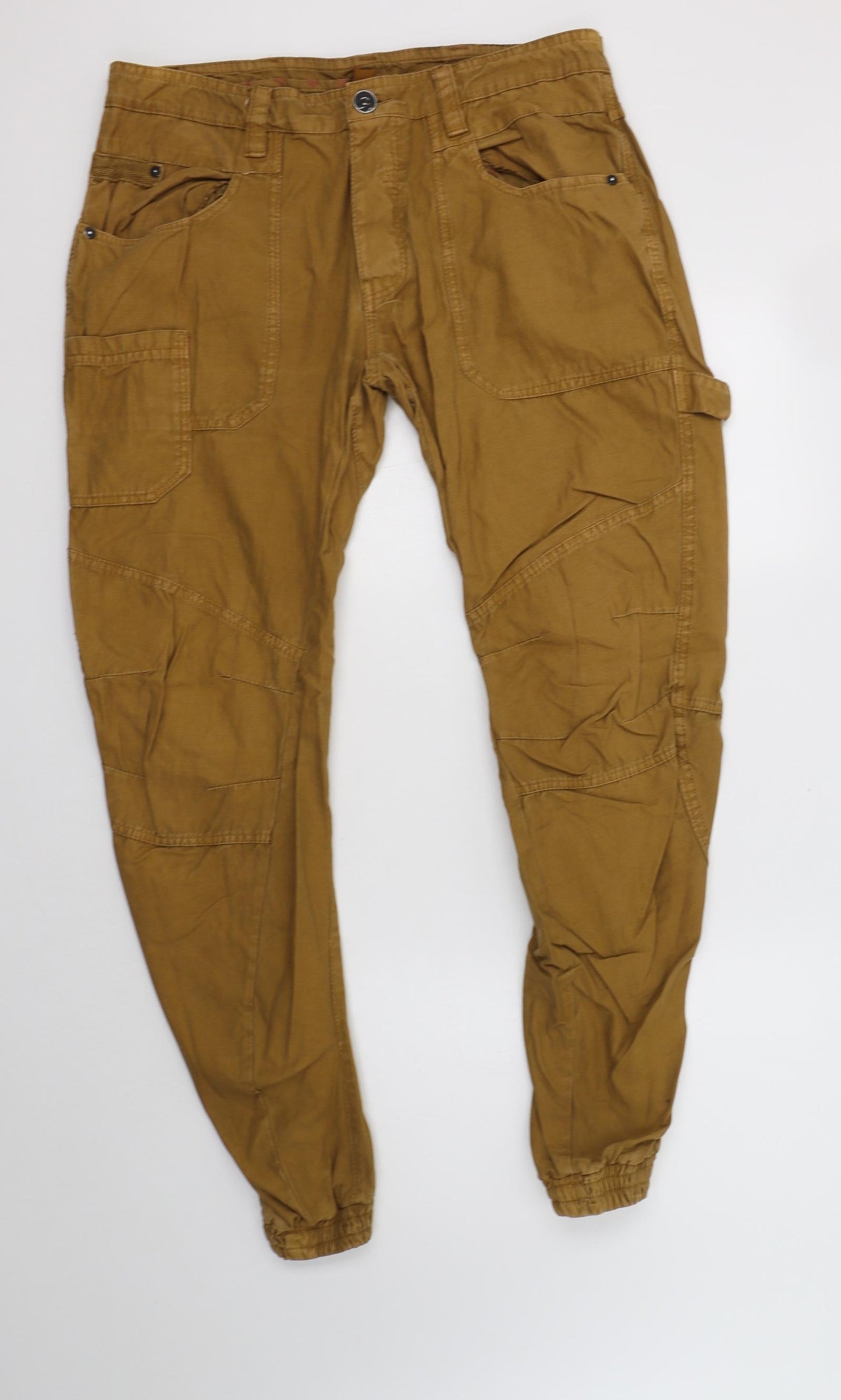 Primark Mens Beige  Cotton Cargo Trousers Size 36 L32 in Regular Button