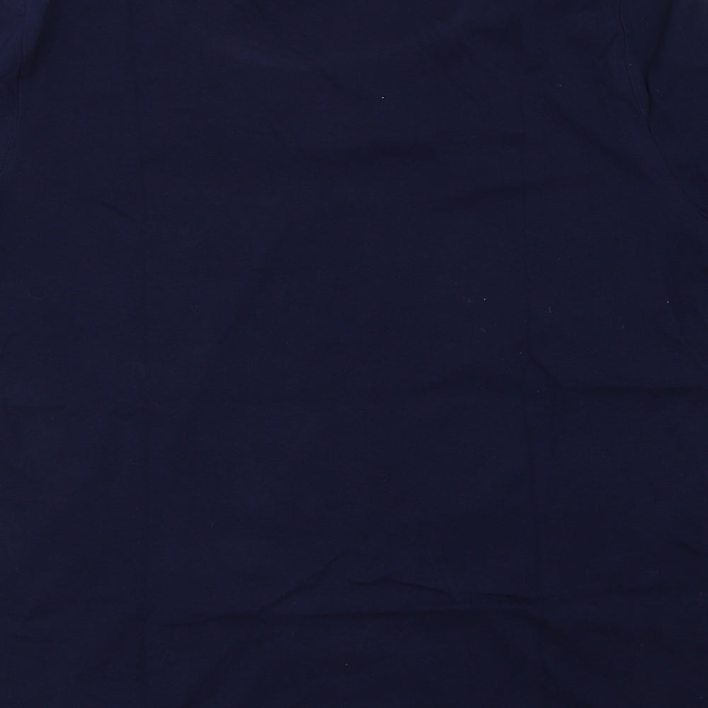 Bonmarché Womens Blue Floral Cotton Basic Blouse Size 14 Crew Neck