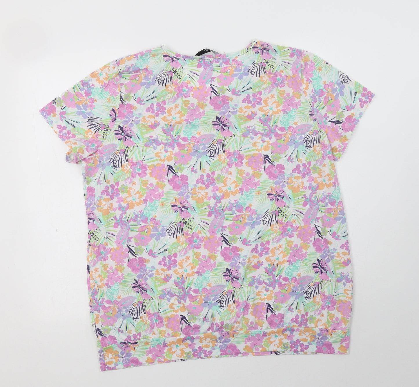 BM Womens Multicoloured Floral Polyester Basic Blouse Size 18 Round Neck