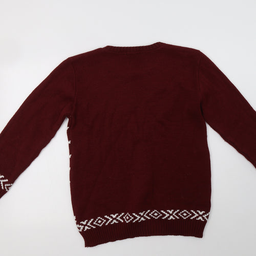 Candy Crush Mens Purple Crew Neck Fair Isle Acrylic Henley Jumper Size M   - Christmas Jumper