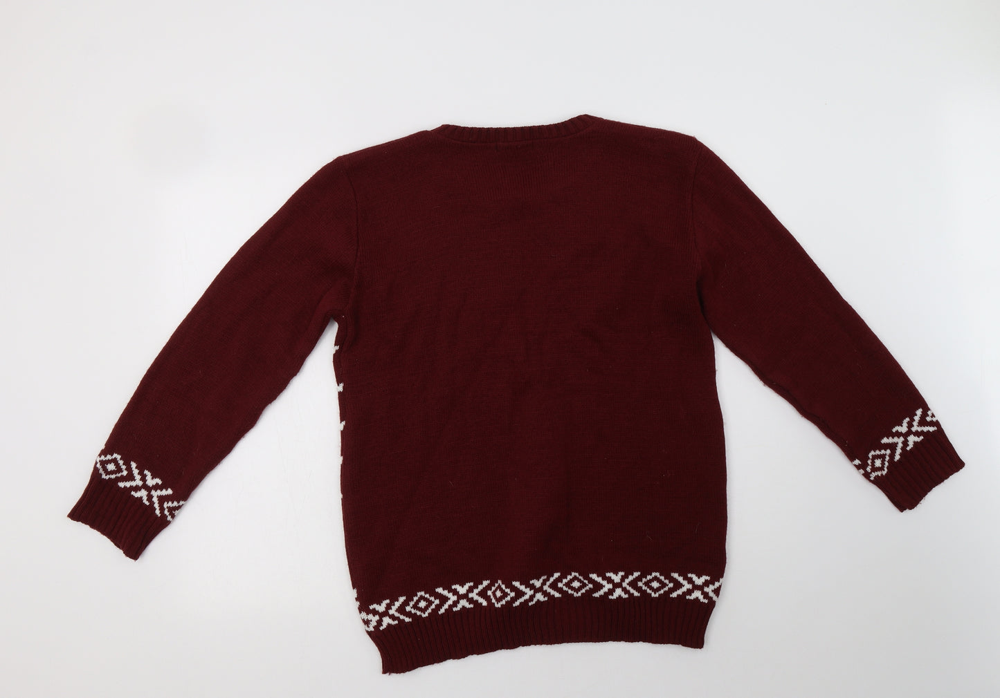 Candy Crush Mens Purple Crew Neck Fair Isle Acrylic Henley Jumper Size M   - Christmas Jumper
