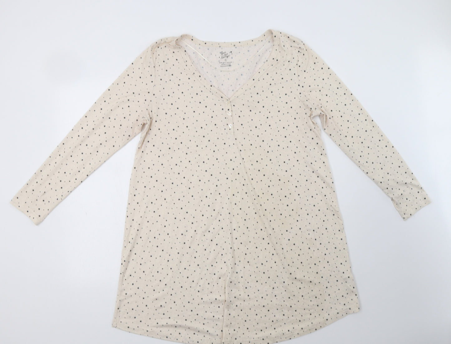 Primark Womens Beige Geometric Polyester Chemise Dress Size 12  Button - Star Print