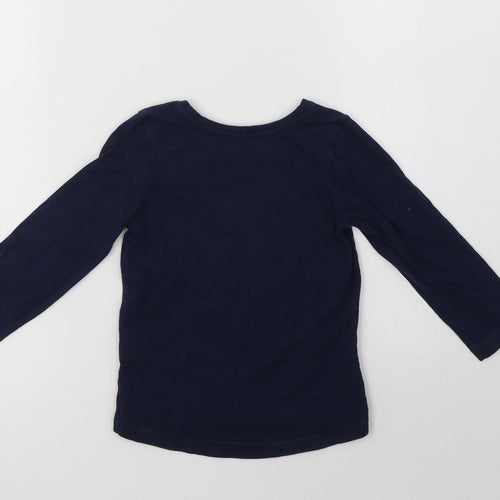 Nutmeg Girls Blue  Cotton Basic Blouse Size 2-3 Years Crew Neck  - Lace Detail