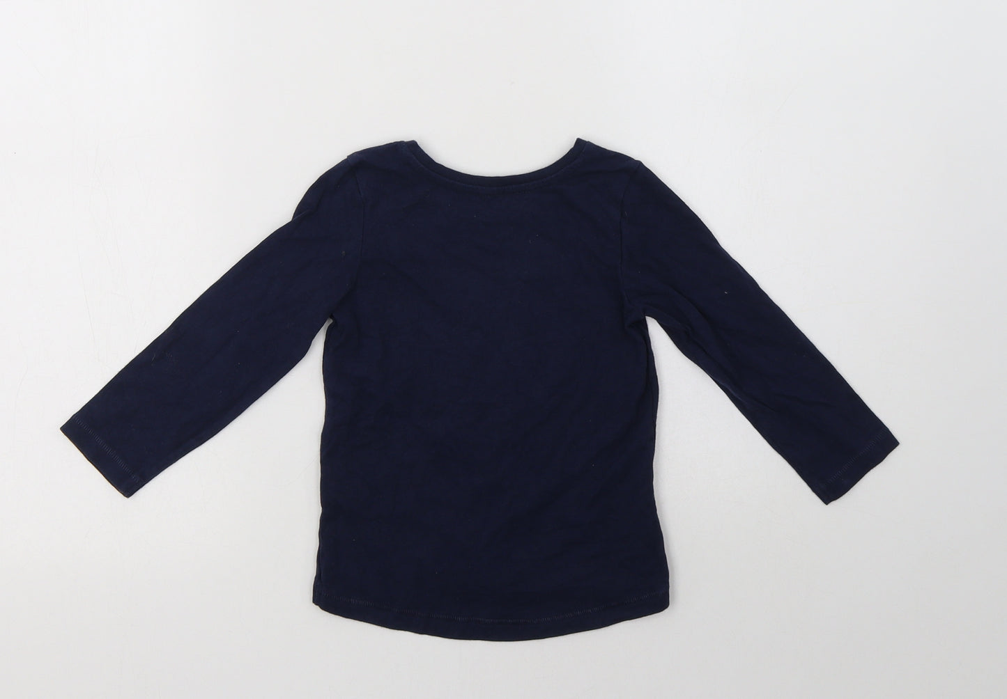 Nutmeg Girls Blue  Cotton Basic Blouse Size 2-3 Years Crew Neck  - Lace Detail