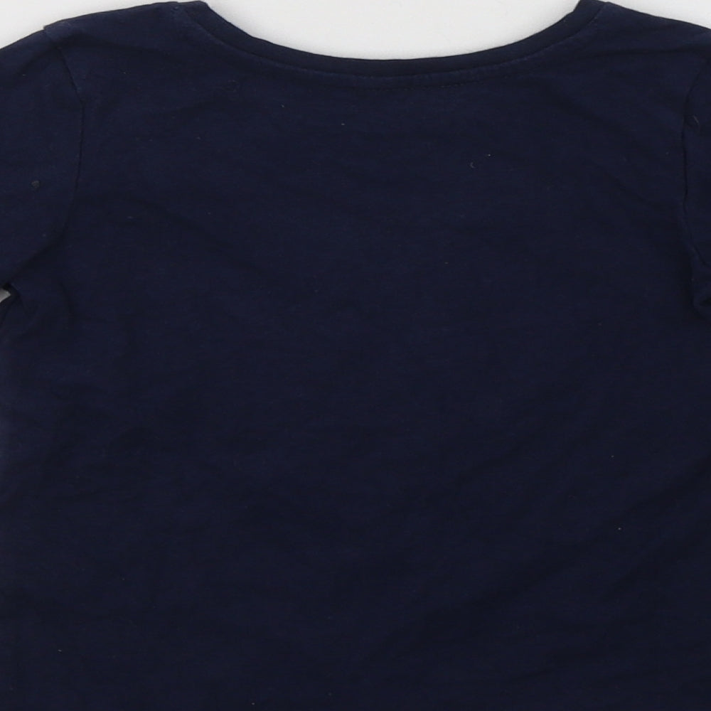 Nutmeg Girls Blue  Cotton Basic Blouse Size 2-3 Years Crew Neck  - Lace Detail