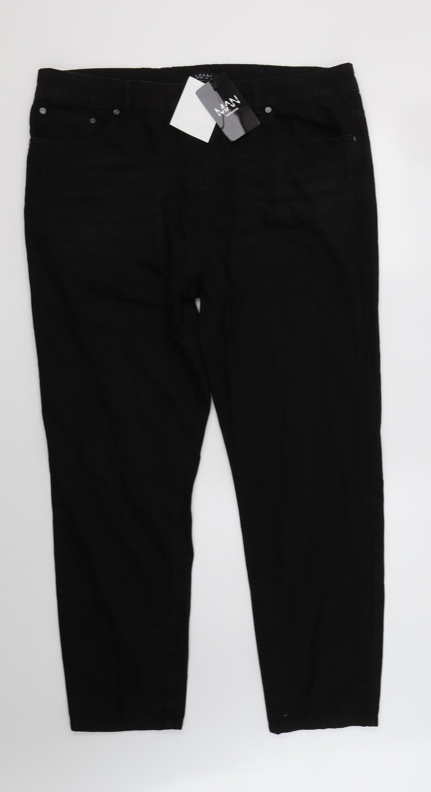 Boohoo Man Mens Black  Cotton Straight Jeans Size 40 L32 in Regular Button
