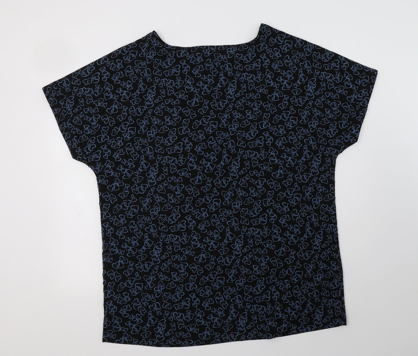 Capsule Womens Black Geometric Polyester Basic Blouse Size 18 Crew Neck - Heart Print