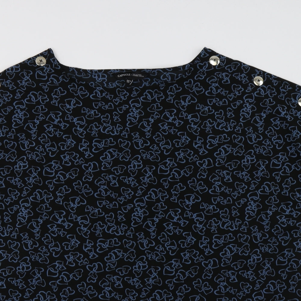 Capsule Womens Black Geometric Polyester Basic Blouse Size 18 Crew Neck - Heart Print
