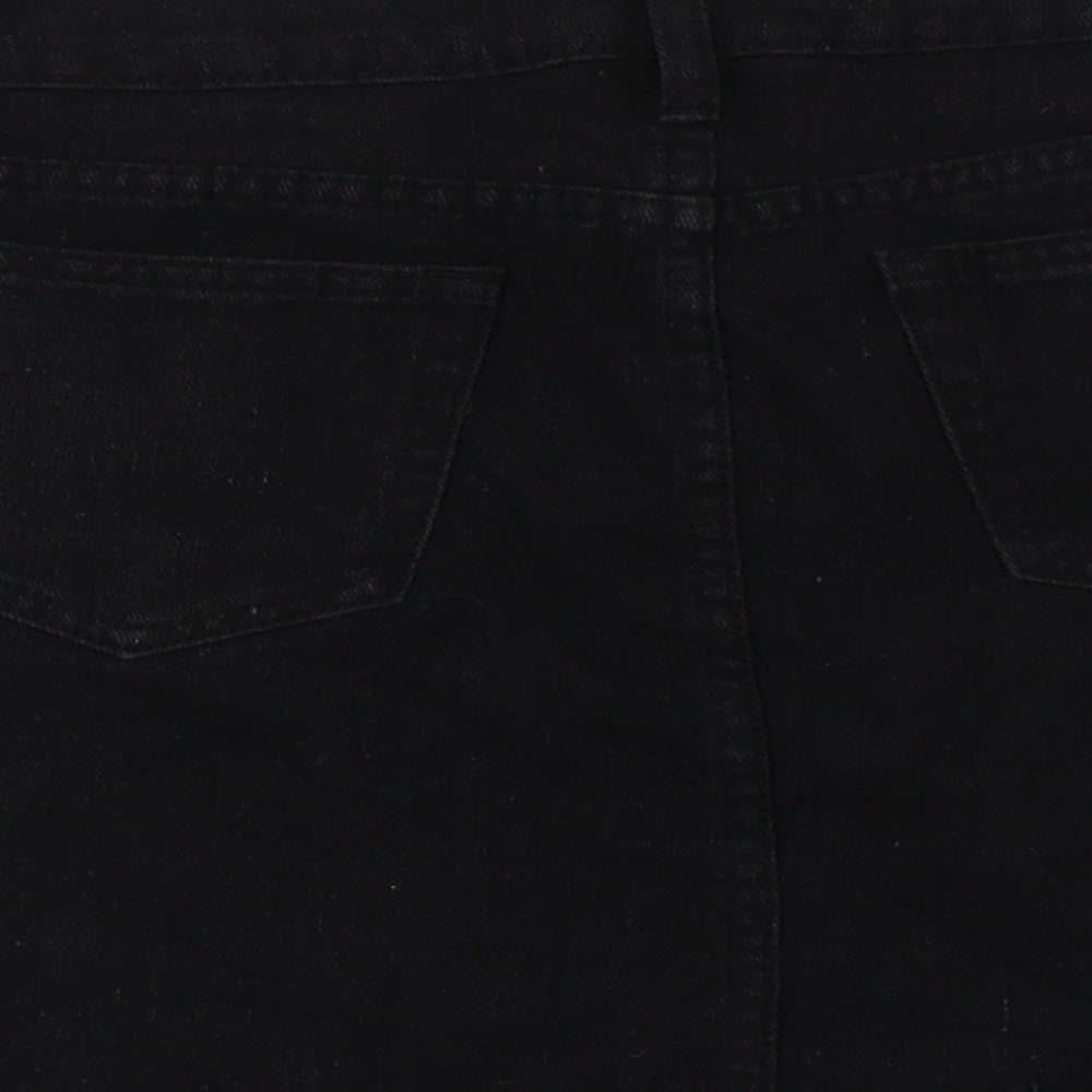 Boohoo Womens Black  Cotton Mini Skirt Size 10   Button