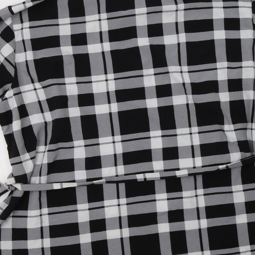 SheIn Womens Black Check Polyester Tunic Button-Up Size 2XL Collared