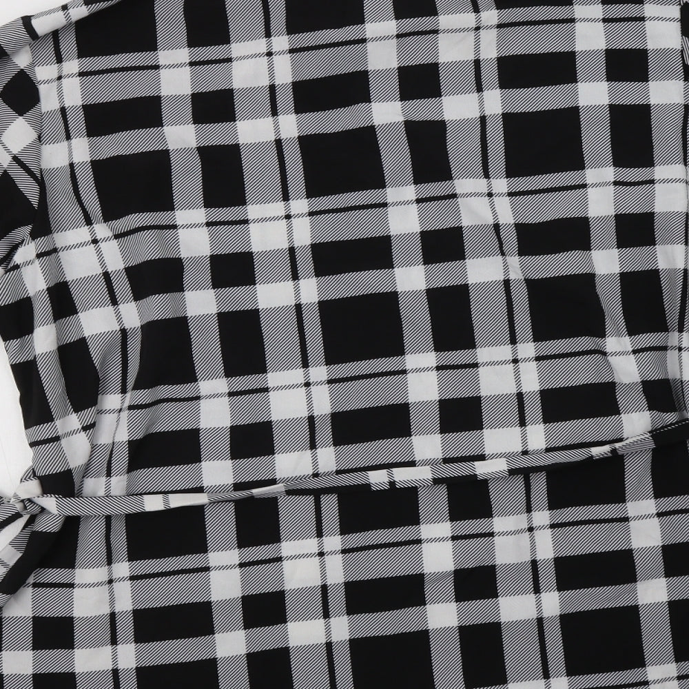 SheIn Womens Black Check Polyester Tunic Button-Up Size 2XL Collared