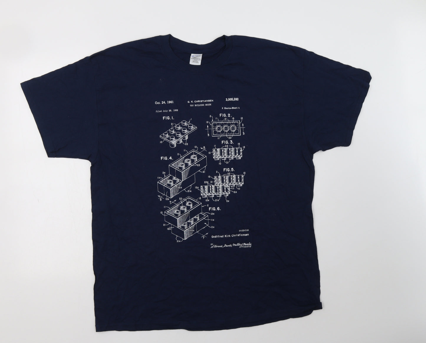 Gildan Mens Blue  Cotton  T-Shirt Size XL Crew Neck
