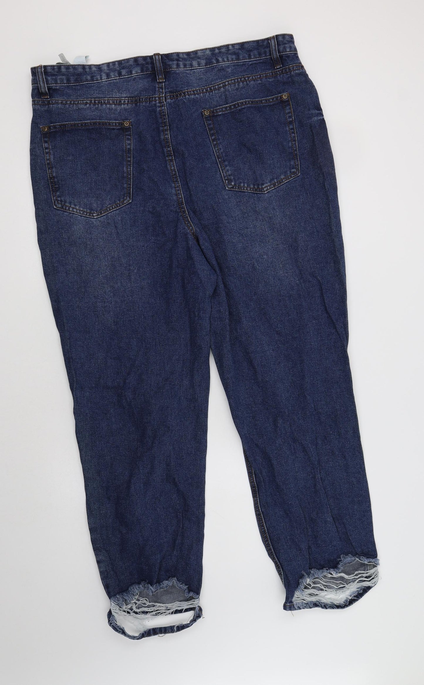Boohoo Womens Blue  Cotton Boyfriend Jeans Size 20 L30 in Regular Button