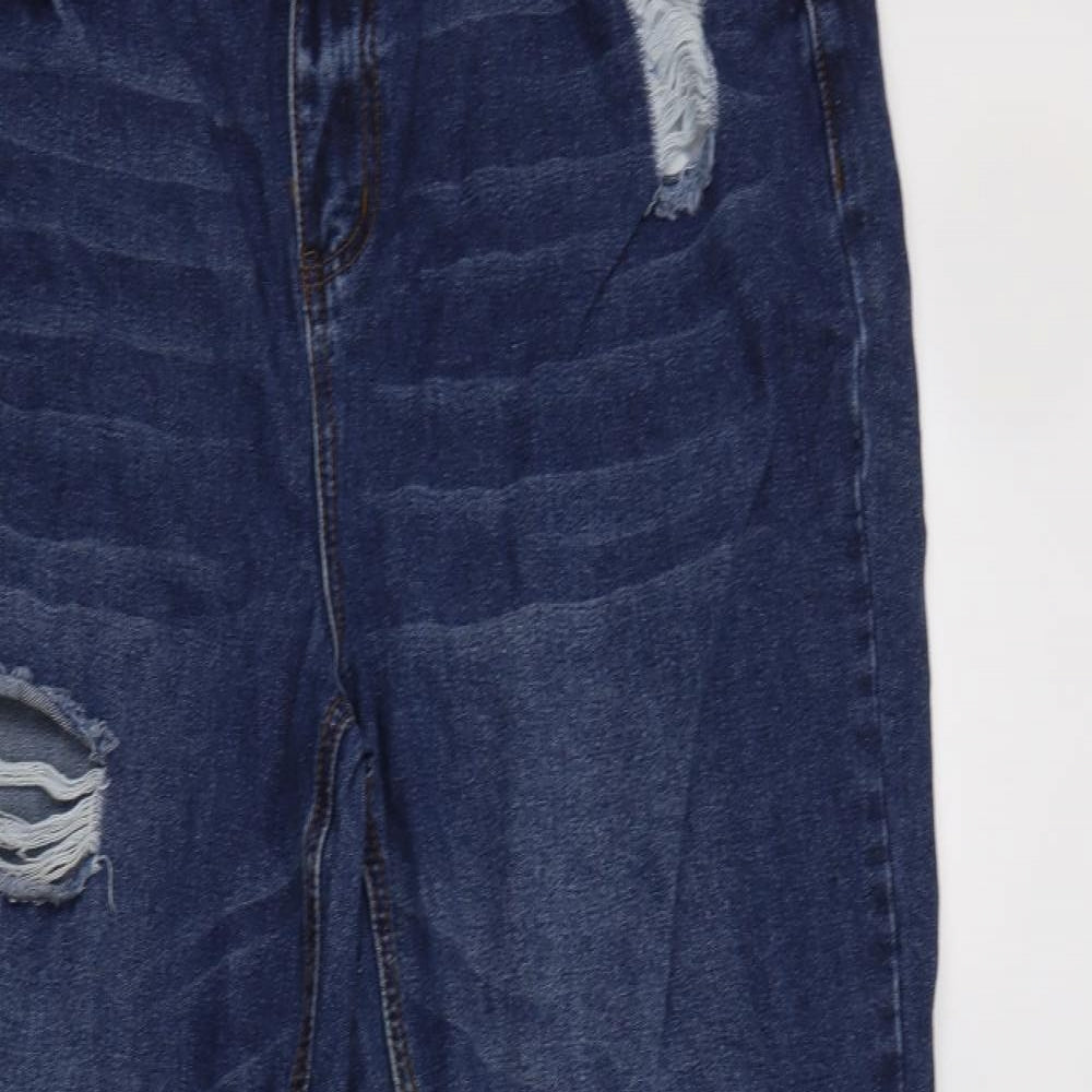 Boohoo Womens Blue  Cotton Boyfriend Jeans Size 20 L30 in Regular Button