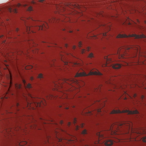 George Boys Red Geometric Cotton Basic T-Shirt Size 2-3 Years Crew Neck  - Bear Print