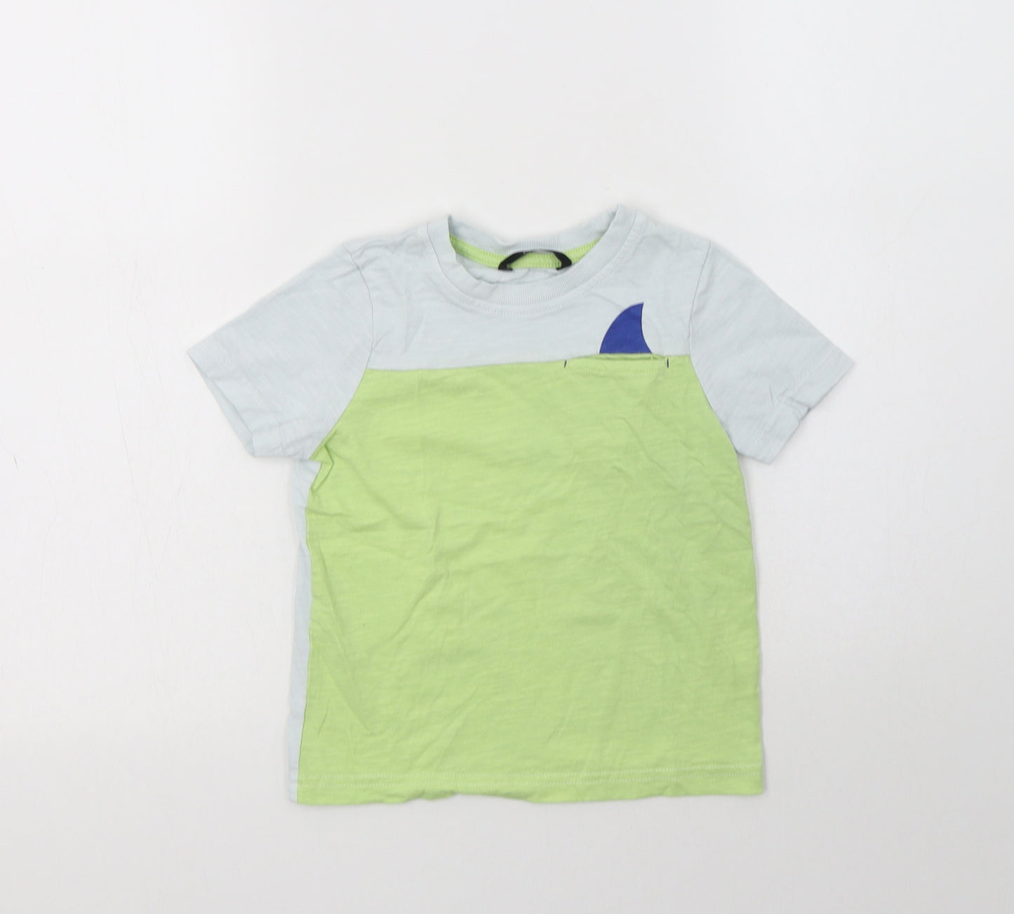 George Boys Blue Colourblock Cotton Basic Polo Size 3-4 Years Crew Neck