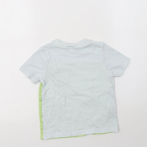George Boys Blue Colourblock Cotton Basic Polo Size 3-4 Years Crew Neck