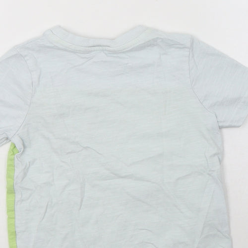 George Boys Blue Colourblock Cotton Basic Polo Size 3-4 Years Crew Neck
