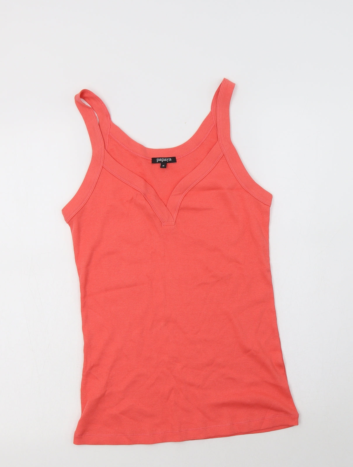 Papaya Womens Pink  Cotton Basic Tank Size 14 V-Neck