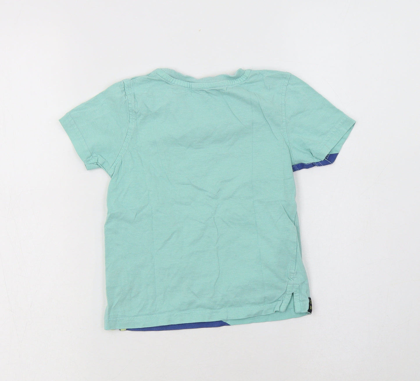 George Boys Green  Cotton Basic T-Shirt Size 3-4 Years Crew Neck  - Shark