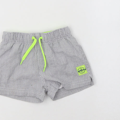 TEX Boys Grey Striped Polyester Bermuda Shorts Size 2-3 Years  Regular Drawstring