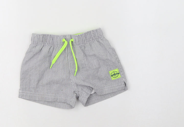 TEX Boys Grey Striped Polyester Bermuda Shorts Size 2-3 Years  Regular Drawstring