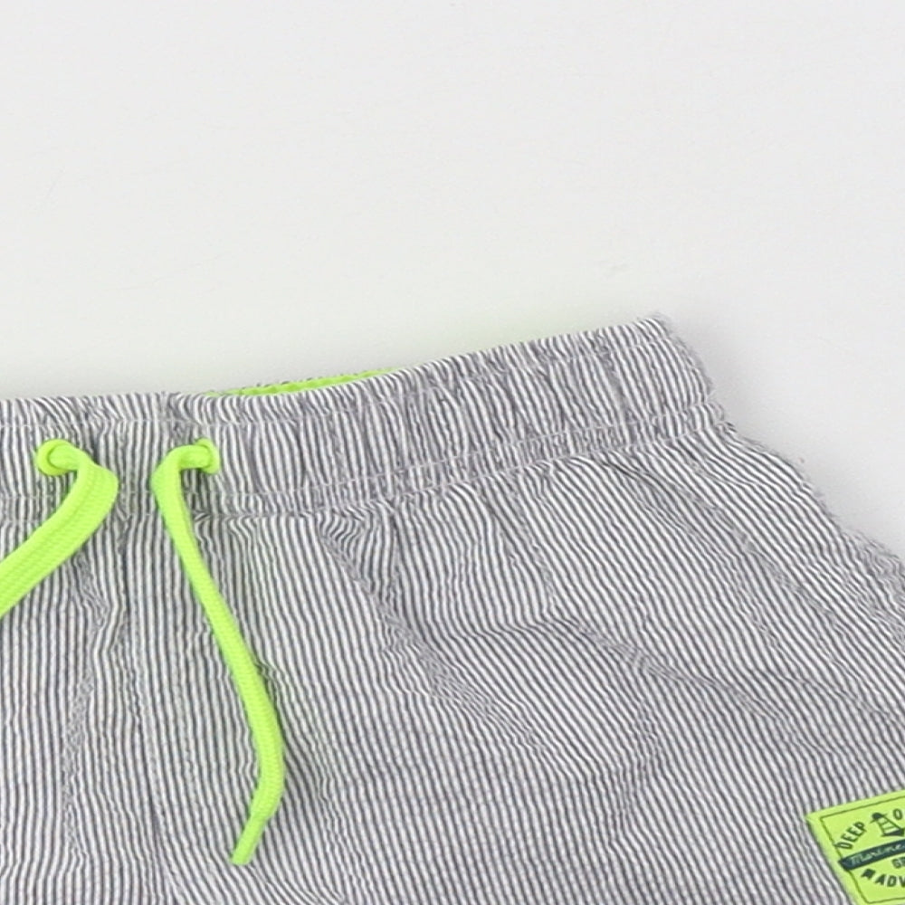 TEX Boys Grey Striped Polyester Bermuda Shorts Size 2-3 Years  Regular Drawstring
