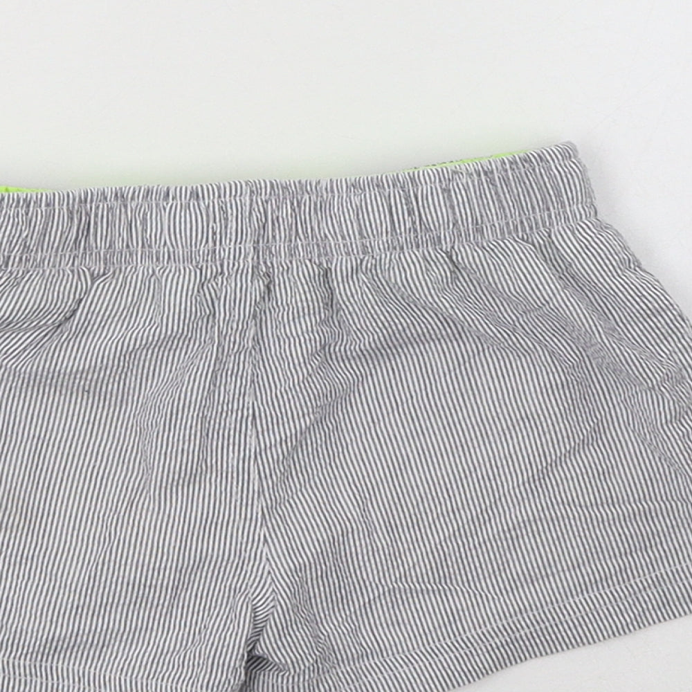 TEX Boys Grey Striped Polyester Bermuda Shorts Size 2-3 Years  Regular Drawstring
