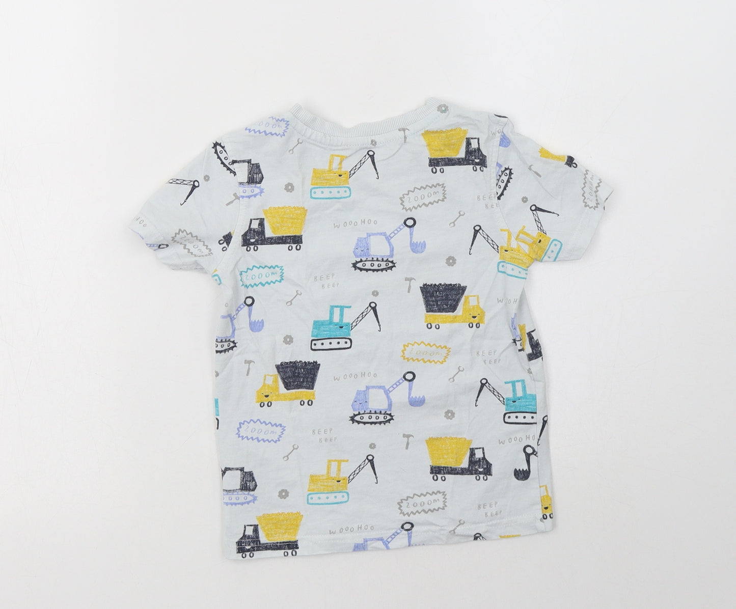 George Boys White Geometric Cotton Basic T-Shirt Size 3-4 Years Crew Neck  - Cranes
