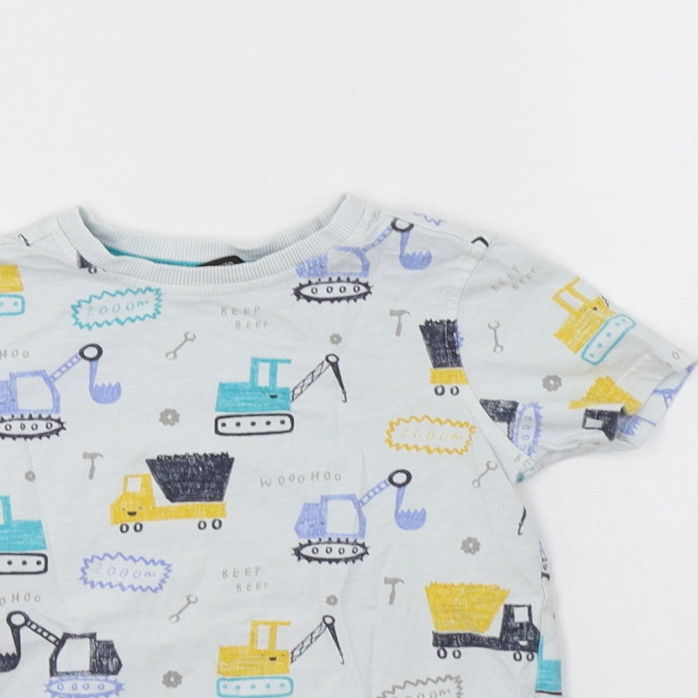 George Boys White Geometric Cotton Basic T-Shirt Size 3-4 Years Crew Neck  - Cranes