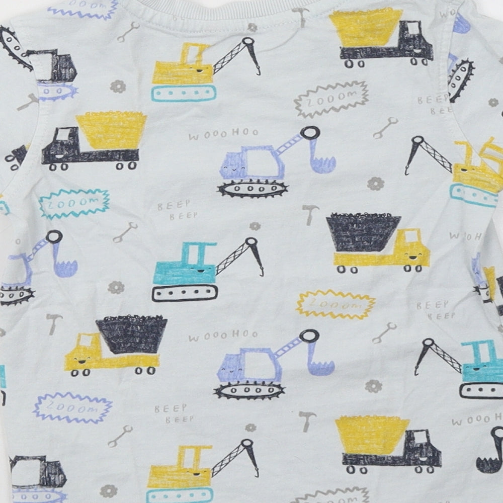George Boys White Geometric Cotton Basic T-Shirt Size 3-4 Years Crew Neck  - Cranes