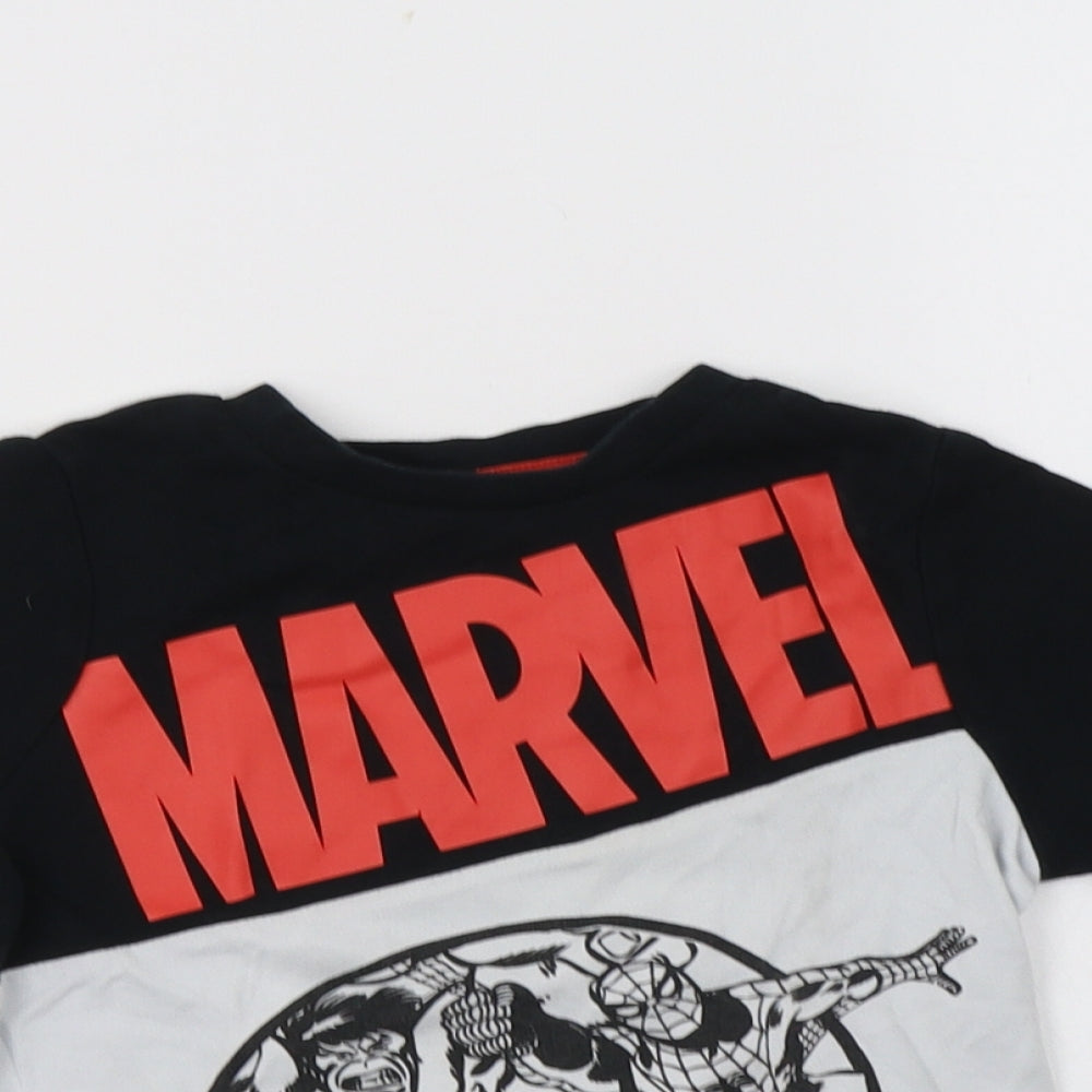 George Boys Grey Colourblock Cotton Basic T-Shirt Size 3-4 Years Crew Neck  - Marvel