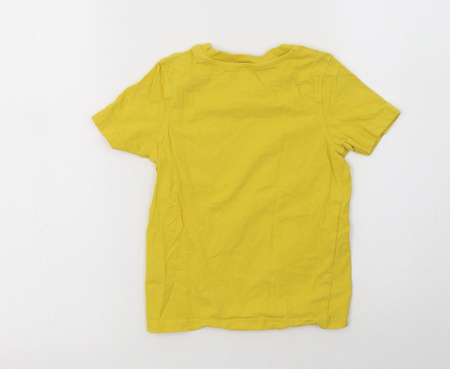 George Boys Yellow  Cotton Basic T-Shirt Size 3-4 Years Crew Neck