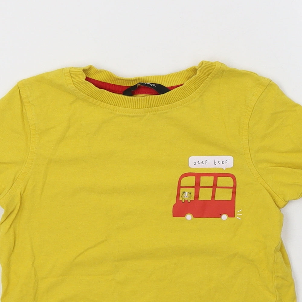 George Boys Yellow  Cotton Basic T-Shirt Size 3-4 Years Crew Neck