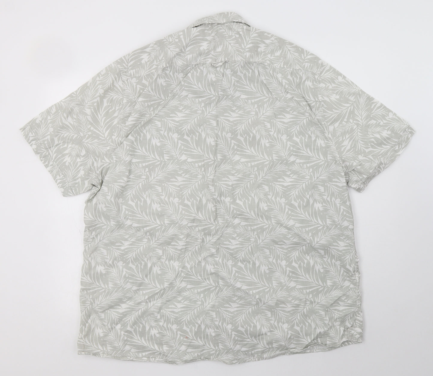 Geworge Mens Green Floral Linen  Button-Up Size 2XL Collared Button