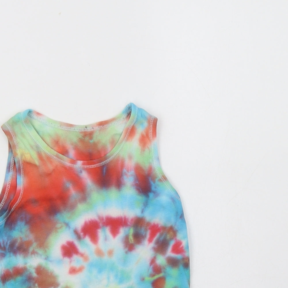 NEXT Girls Multicoloured Batik Cotton Basic Tank Size 5-6 Years Round Neck