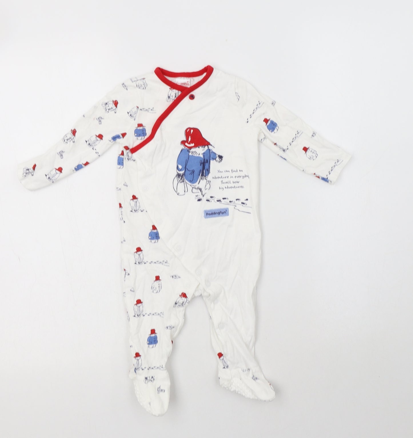 TU Baby White Geometric Cotton Babygrow One-Piece Size 6-9 Months  Snap - Paddington Print